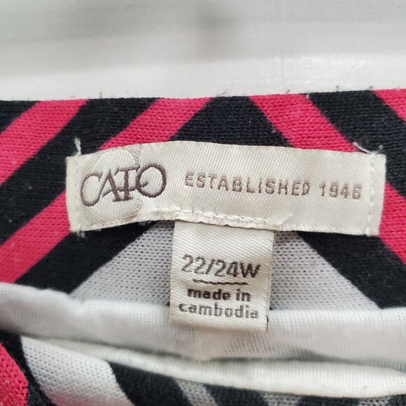 Cato Woman's Y2K Black Gray Pink Chevron Stripe Knit Maxi Skirt Plus Size 22/24W - Picture 4 of 6